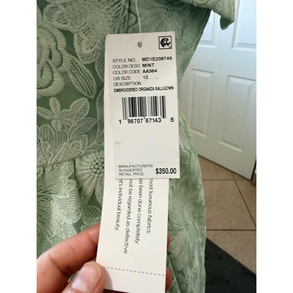 Aidan Mattox by Adrianna Papell Size 12 Mint Embroidered Ballgown Midi Dress New - Picture 6 of 14
